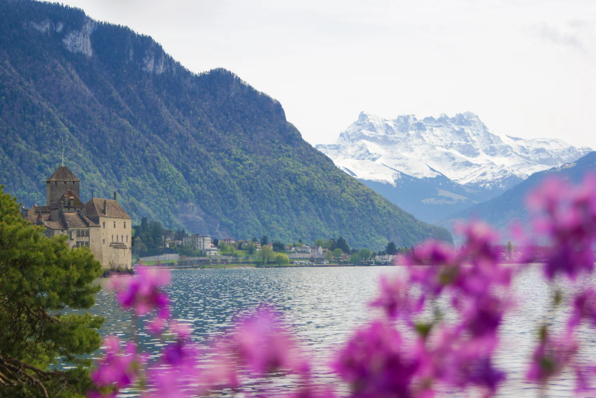 Lac Léman avec vue sur les Alpes suisses